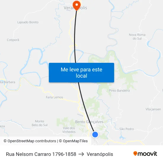 Rua Nelsom Carraro 1796-1858 to Veranópolis map