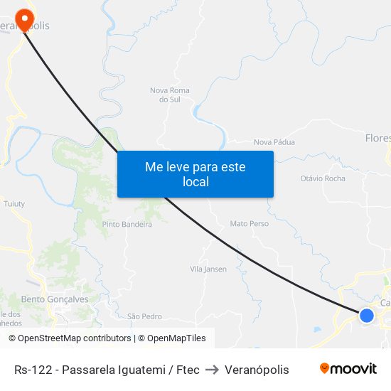 Rs-122 - Passarela Iguatemi / Ftec to Veranópolis map