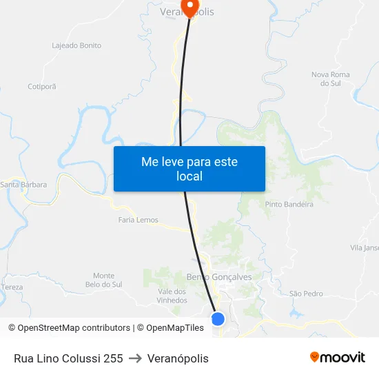 Rua Lino Colussi 255 to Veranópolis map