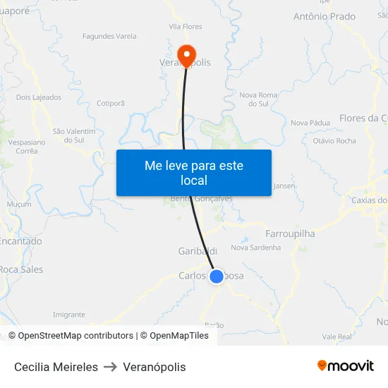 Cecilia Meireles to Veranópolis map