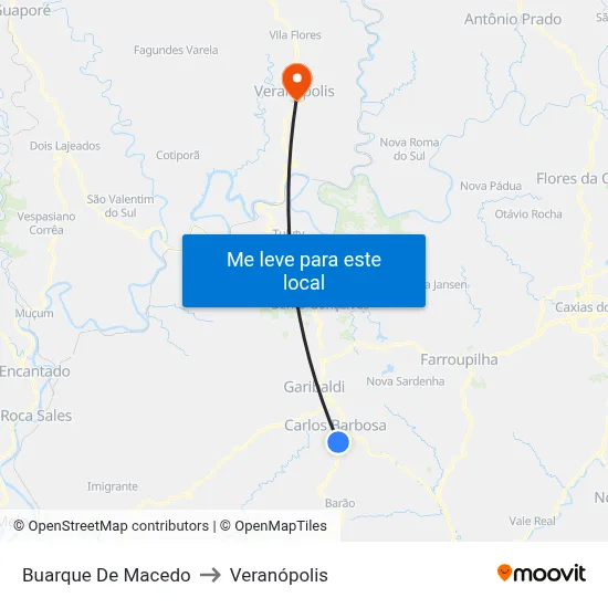 Buarque De Macedo to Veranópolis map
