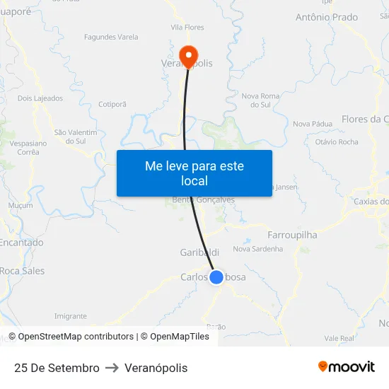 25 De Setembro to Veranópolis map