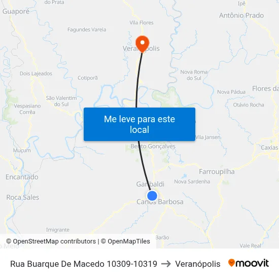 Rua Buarque De Macedo 10309-10319 to Veranópolis map