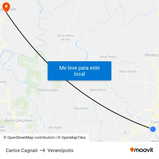 Carlos Cagnali to Veranópolis map