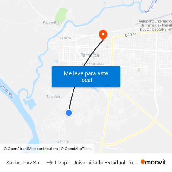 Saída Joaz Souza to Uespi - Universidade Estadual Do Piaui map