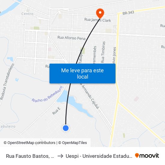 Rua Fausto Bastos, 644-708 to Uespi - Universidade Estadual Do Piaui map