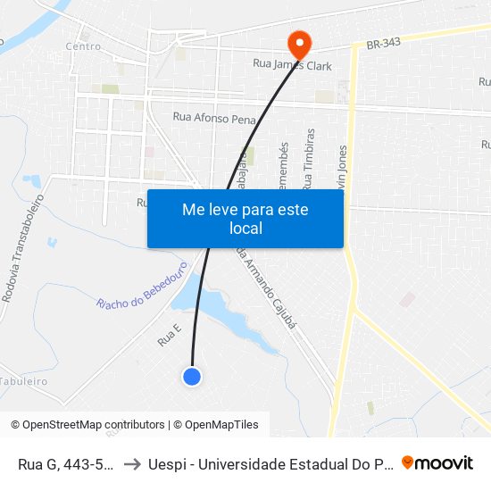 Rua G, 443-525 to Uespi - Universidade Estadual Do Piaui map