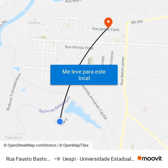 Rua Fausto Bastos, 1-51 to Uespi - Universidade Estadual Do Piaui map