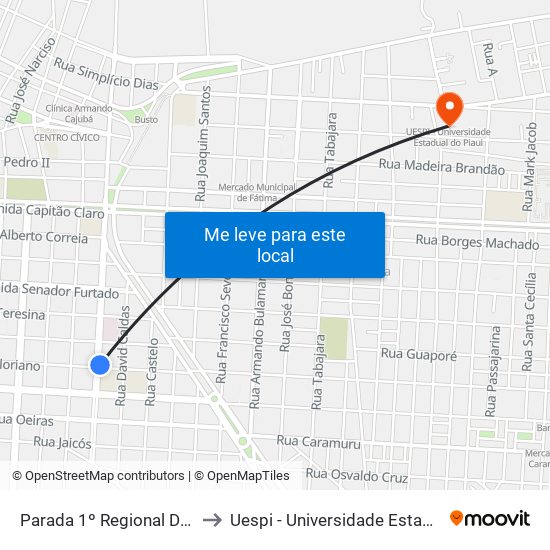 Parada 1º Regional De Parnaíba to Uespi - Universidade Estadual Do Piaui map