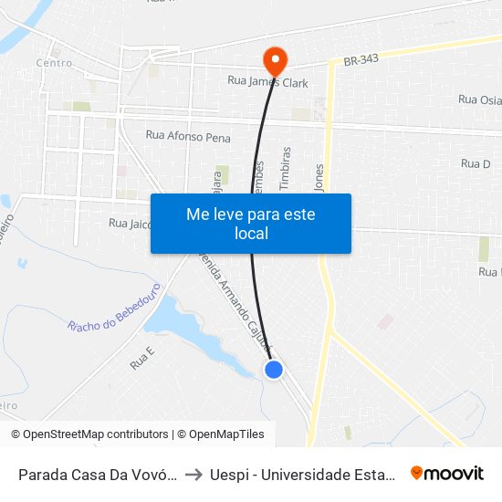 Parada Casa Da Vovó - Ultragaz to Uespi - Universidade Estadual Do Piaui map