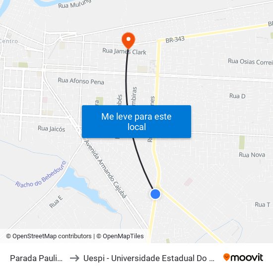 Parada Paulista to Uespi - Universidade Estadual Do Piaui map
