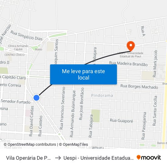 Vila Operária De Parnaíba to Uespi - Universidade Estadual Do Piaui map