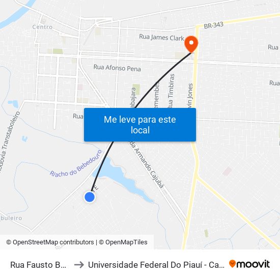 Rua Fausto Bastos, 53-103 to Universidade Federal Do Piauí - Campus Ministro Reis Velloso map