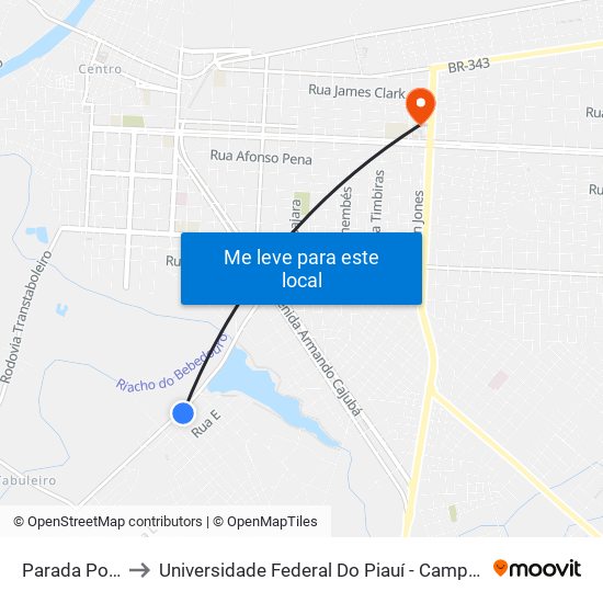 Parada Polivalente to Universidade Federal Do Piauí - Campus Ministro Reis Velloso map