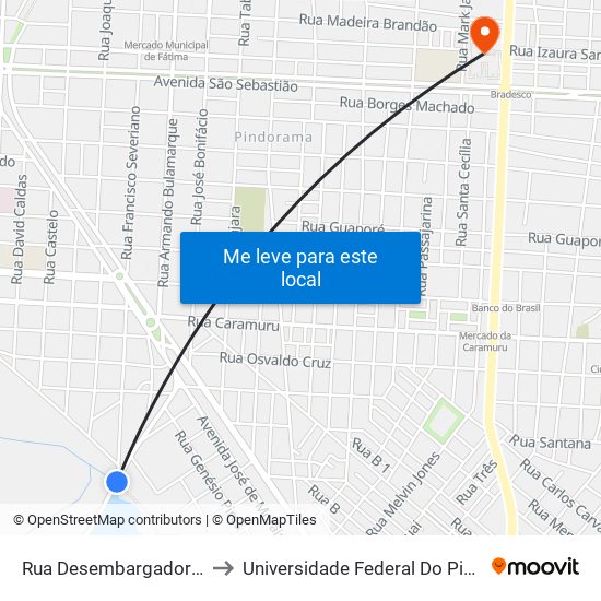 Rua Desembargador Osvaldo Correia, 435-609 to Universidade Federal Do Piauí - Campus Ministro Reis Velloso map