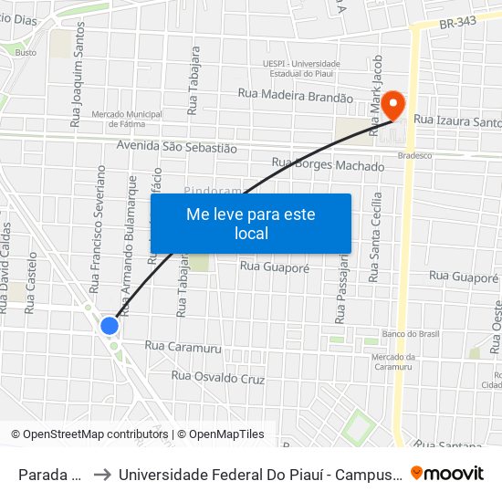 Parada Loteria to Universidade Federal Do Piauí - Campus Ministro Reis Velloso map