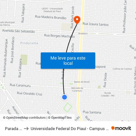 Parada Igreja to Universidade Federal Do Piauí - Campus Ministro Reis Velloso map