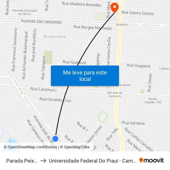 Parada Peixaria O Luis to Universidade Federal Do Piauí - Campus Ministro Reis Velloso map