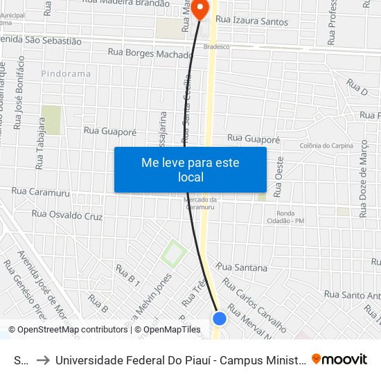 Sesi to Universidade Federal Do Piauí - Campus Ministro Reis Velloso map