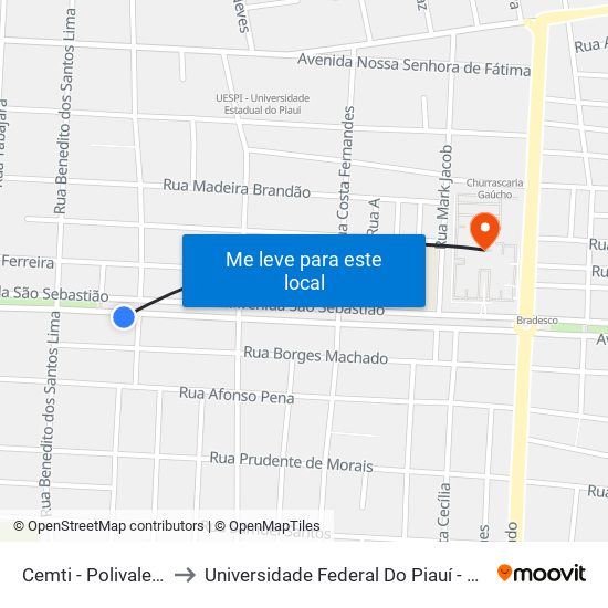 Cemti - Polivalente De Parnaíba to Universidade Federal Do Piauí - Campus Ministro Reis Velloso map