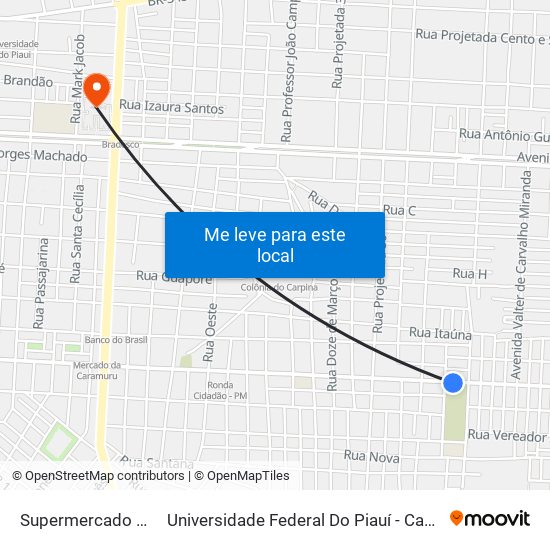 Supermercado Elizeu Martins to Universidade Federal Do Piauí - Campus Ministro Reis Velloso map