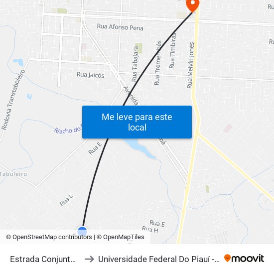 Estrada Conjunto Joaz Souza, 1053 to Universidade Federal Do Piauí - Campus Ministro Reis Velloso map