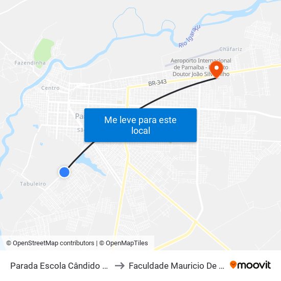 Parada Escola Cândido Athayde to Faculdade Mauricio De Nassau map