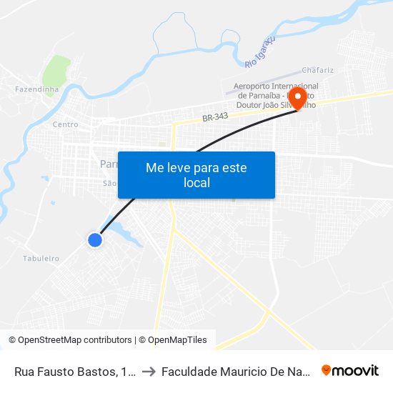 Rua Fausto Bastos, 1-51 to Faculdade Mauricio De Nassau map