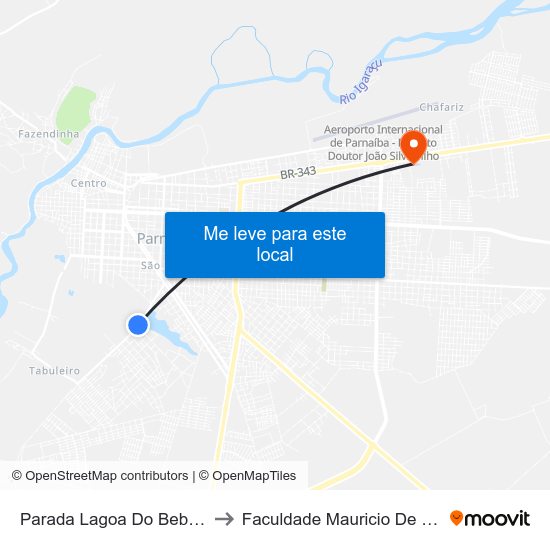Parada Lagoa Do Bebedouro to Faculdade Mauricio De Nassau map