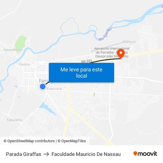 Parada Giraffas to Faculdade Mauricio De Nassau map