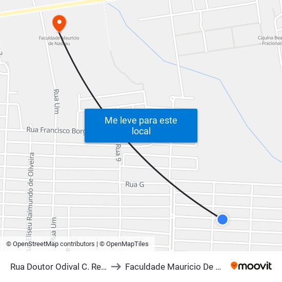 Rua Doutor Odival C. Rezende to Faculdade Mauricio De Nassau map