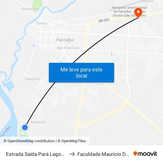 Estrada Saída Pará Lagoa Da Prata to Faculdade Mauricio De Nassau map