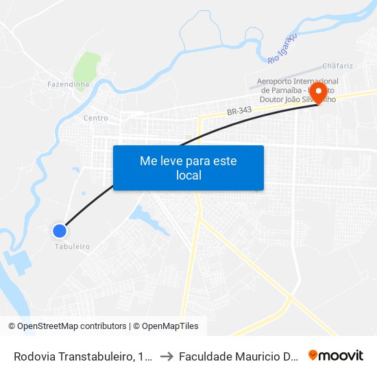 Rodovia Transtabuleiro, 1649-1773 to Faculdade Mauricio De Nassau map