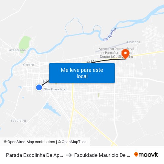 Parada Escolinha De Aplicação to Faculdade Mauricio De Nassau map