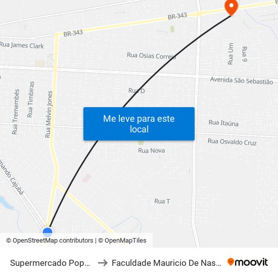 Supermercado Popular to Faculdade Mauricio De Nassau map