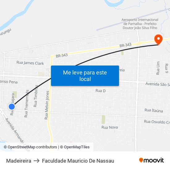 Madeireira to Faculdade Mauricio De Nassau map