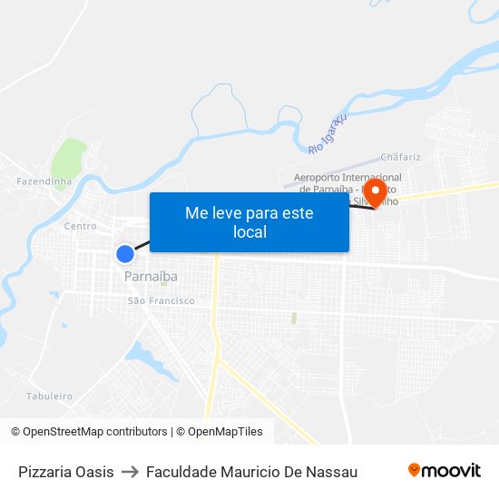 Pizzaria Oasis to Faculdade Mauricio De Nassau map