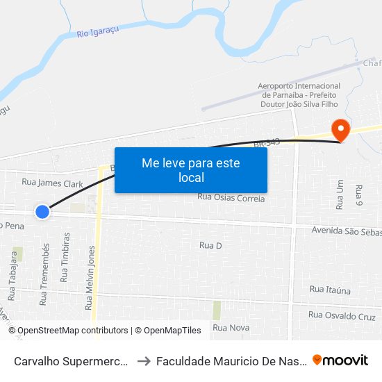 Carvalho Supermercado to Faculdade Mauricio De Nassau map