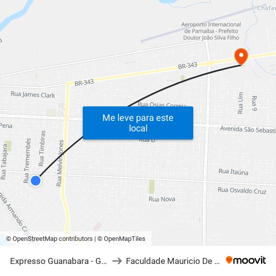 Expresso Guanabara - Garagem to Faculdade Mauricio De Nassau map