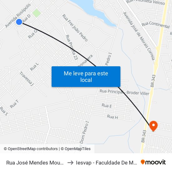 Rua José Mendes Mourão, 80 to Iesvap - Faculdade De Medicina map