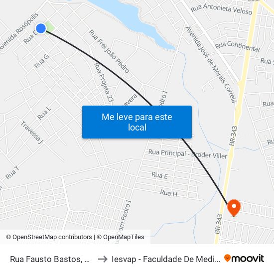 Rua Fausto Bastos, 1-51 to Iesvap - Faculdade De Medicina map