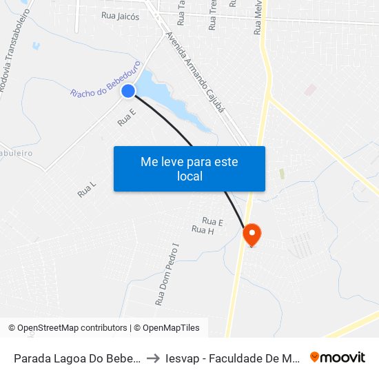 Parada Lagoa Do Bebedouro to Iesvap - Faculdade De Medicina map