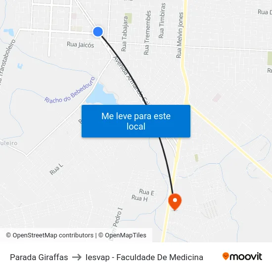 Parada Giraffas to Iesvap - Faculdade De Medicina map