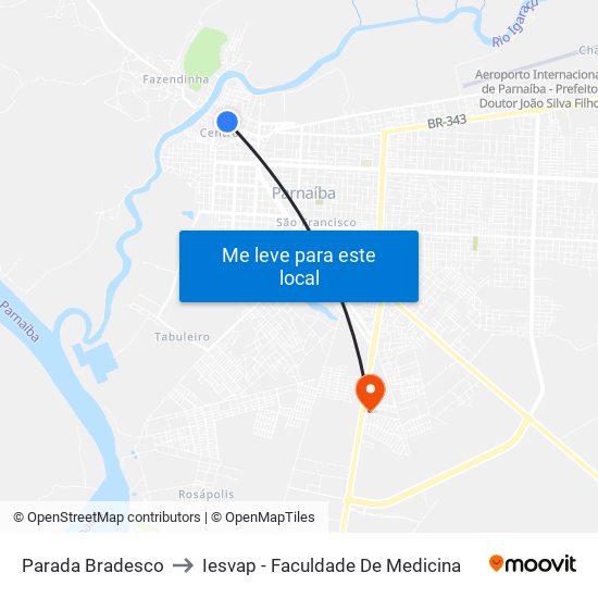 Parada Bradesco to Iesvap - Faculdade De Medicina map