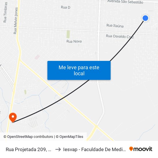 Rua Projetada 209, 812 to Iesvap - Faculdade De Medicina map