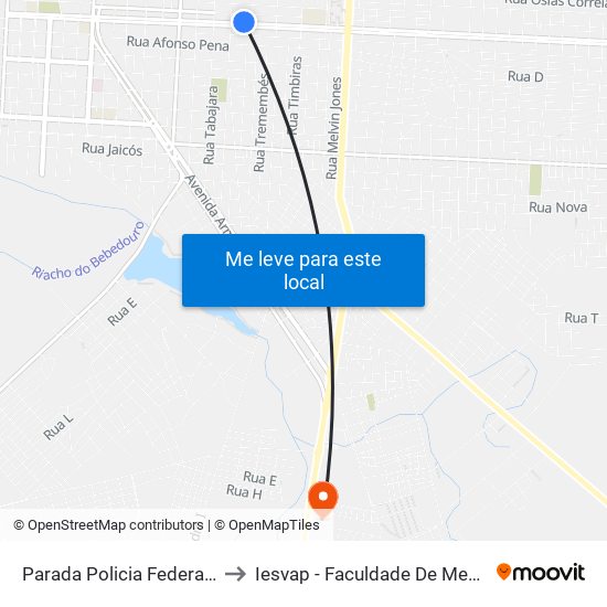 Parada Policia Federal - Pf to Iesvap - Faculdade De Medicina map
