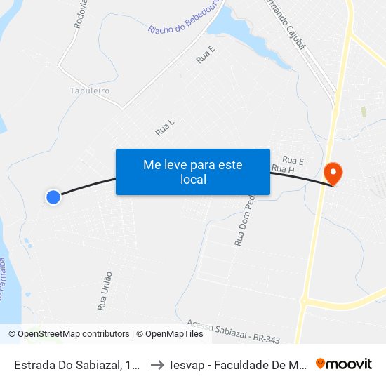 Estrada Do Sabiazal, 179-709 to Iesvap - Faculdade De Medicina map