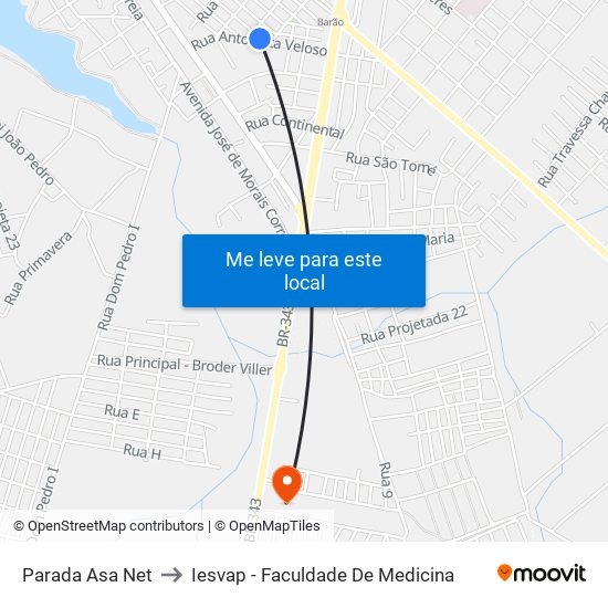 Parada Asa Net to Iesvap - Faculdade De Medicina map
