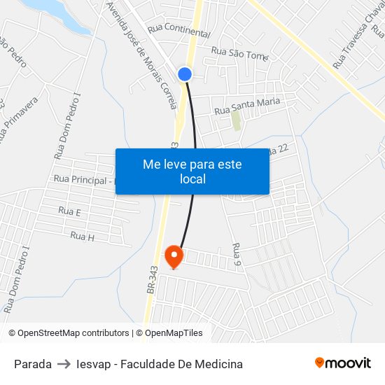 Parada to Iesvap - Faculdade De Medicina map