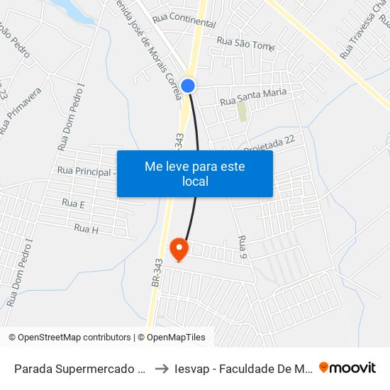 Parada Supermercado Popular to Iesvap - Faculdade De Medicina map